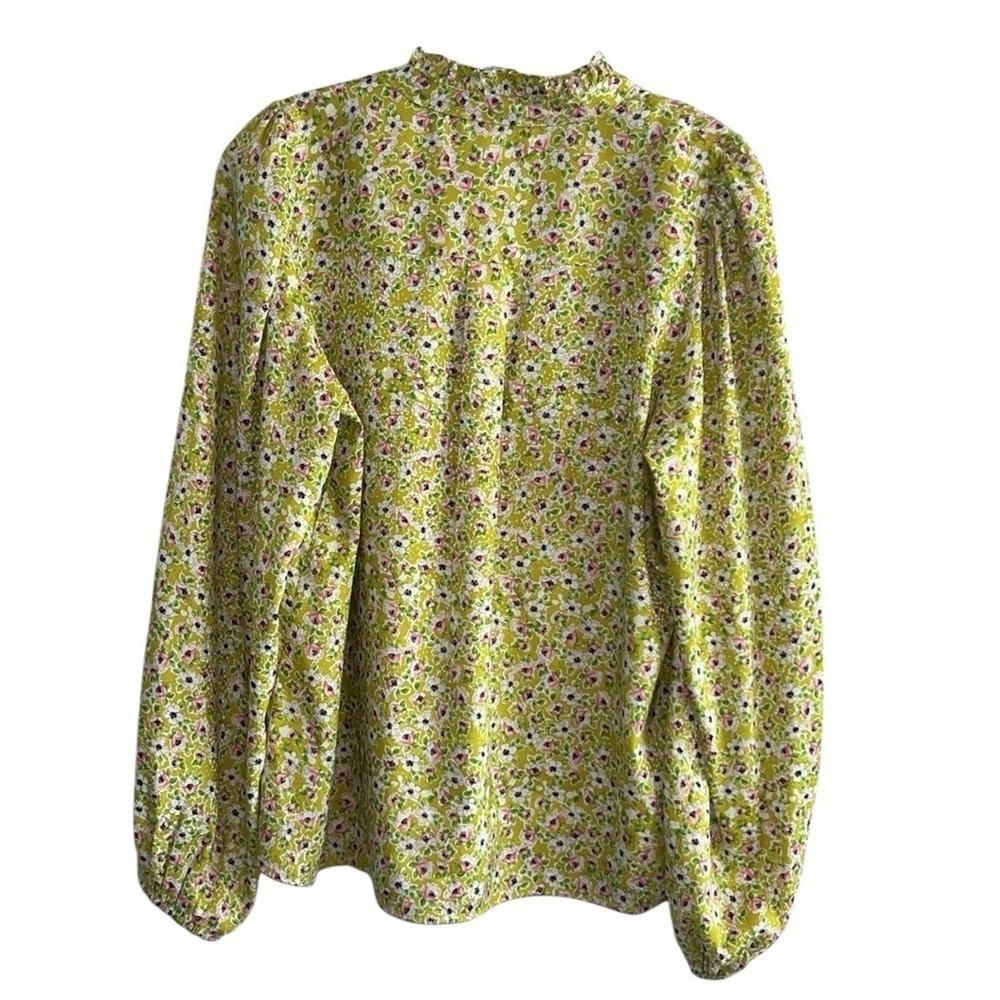 cupcakes & cashmere Green Floral Puff Sleeve Blouse Size M - Picture 3 of 9